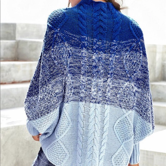 1 left! blue ombré poncho sweater - Picture 4 of 6